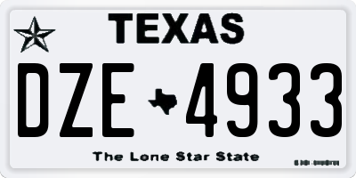 TX license plate DZE4933