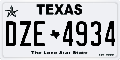 TX license plate DZE4934