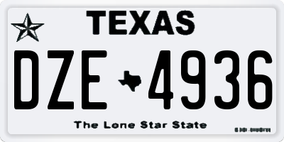 TX license plate DZE4936