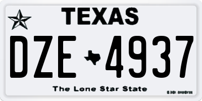 TX license plate DZE4937
