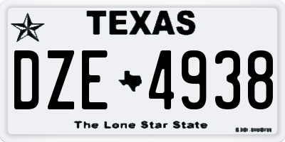 TX license plate DZE4938