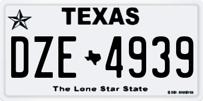 TX license plate DZE4939