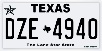 TX license plate DZE4940
