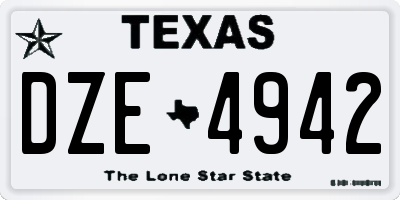TX license plate DZE4942