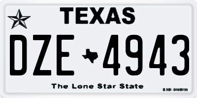 TX license plate DZE4943