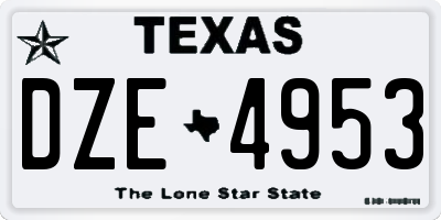 TX license plate DZE4953
