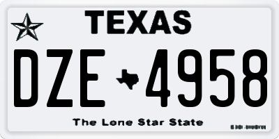 TX license plate DZE4958
