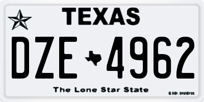 TX license plate DZE4962