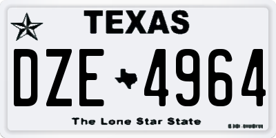 TX license plate DZE4964