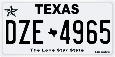 TX license plate DZE4965