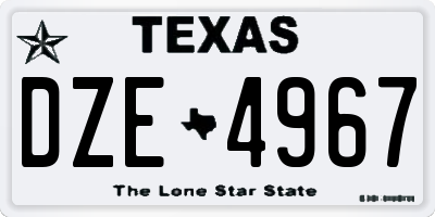 TX license plate DZE4967