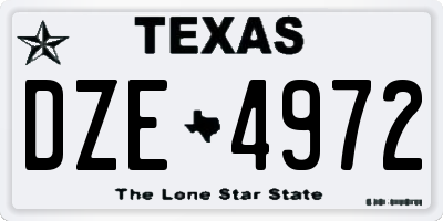 TX license plate DZE4972