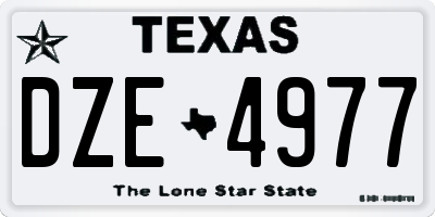 TX license plate DZE4977