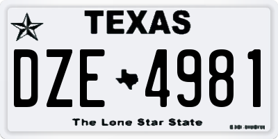 TX license plate DZE4981