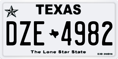 TX license plate DZE4982