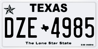 TX license plate DZE4985