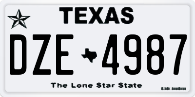 TX license plate DZE4987