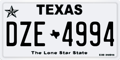 TX license plate DZE4994