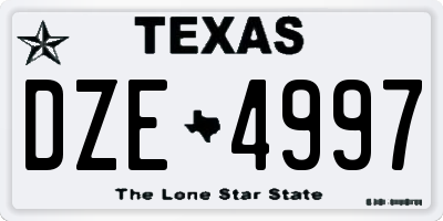TX license plate DZE4997