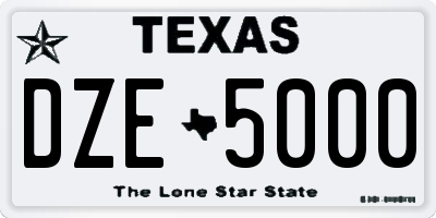 TX license plate DZE5000