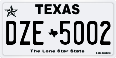 TX license plate DZE5002