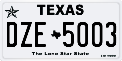 TX license plate DZE5003