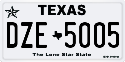 TX license plate DZE5005