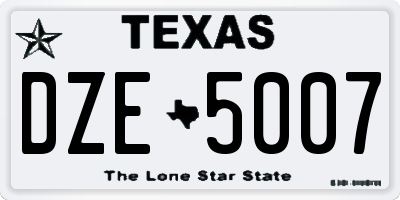 TX license plate DZE5007