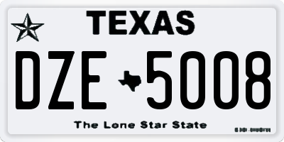 TX license plate DZE5008