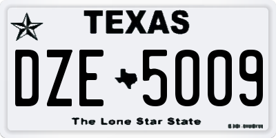 TX license plate DZE5009