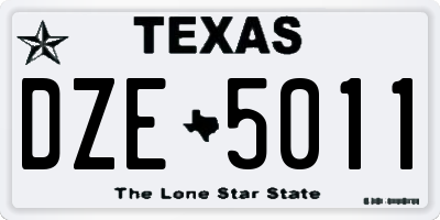 TX license plate DZE5011