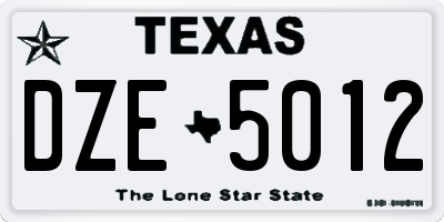 TX license plate DZE5012