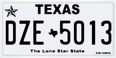 TX license plate DZE5013