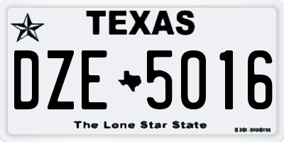 TX license plate DZE5016