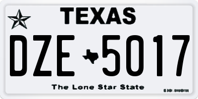 TX license plate DZE5017