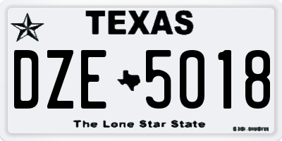 TX license plate DZE5018