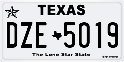 TX license plate DZE5019