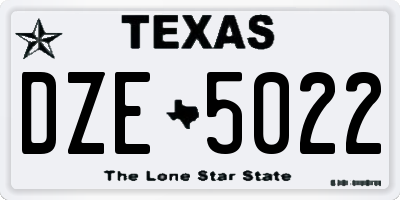 TX license plate DZE5022