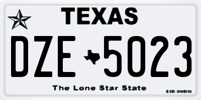 TX license plate DZE5023