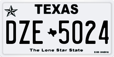 TX license plate DZE5024