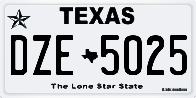 TX license plate DZE5025