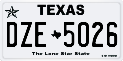 TX license plate DZE5026