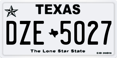 TX license plate DZE5027