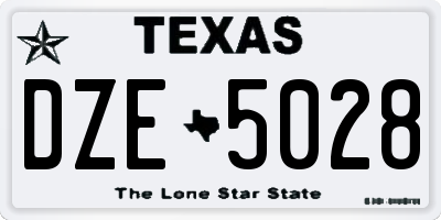 TX license plate DZE5028