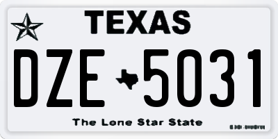 TX license plate DZE5031