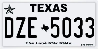 TX license plate DZE5033