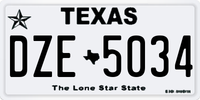 TX license plate DZE5034