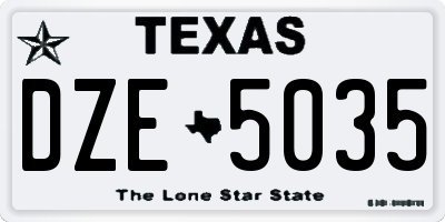 TX license plate DZE5035