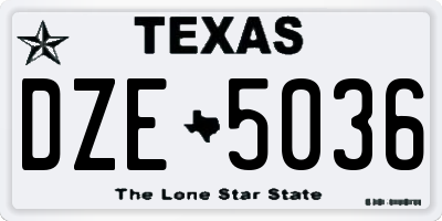 TX license plate DZE5036