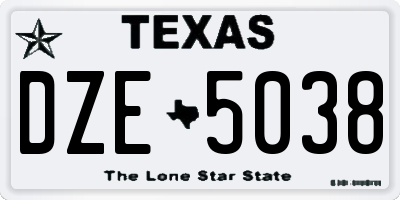 TX license plate DZE5038